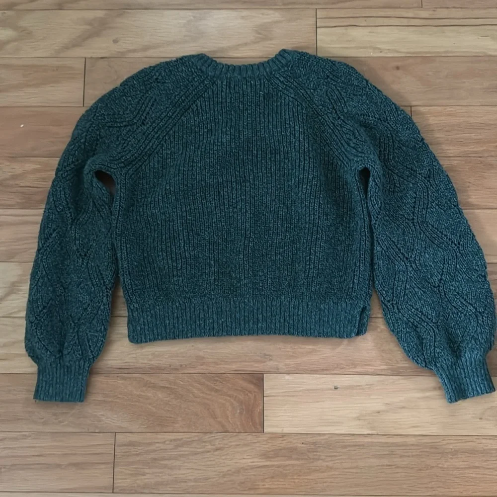 Old Navy | Girls Green Sweater | Balloon Sleeve | Diamond Pattern | size 8